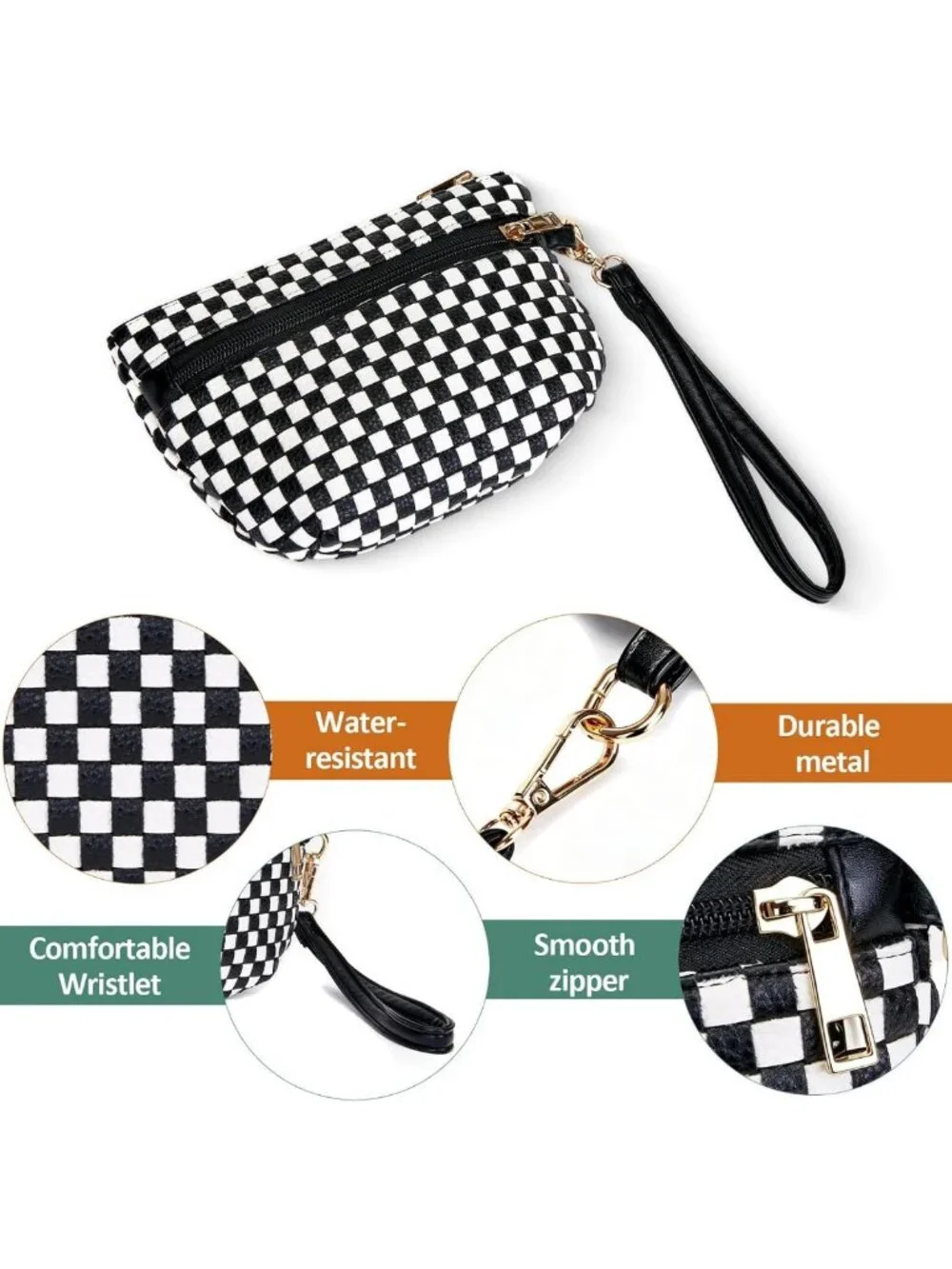 Vintage Crescent Wristlet Bag for Women, Stylish Pouch Wallet with Zip Closure